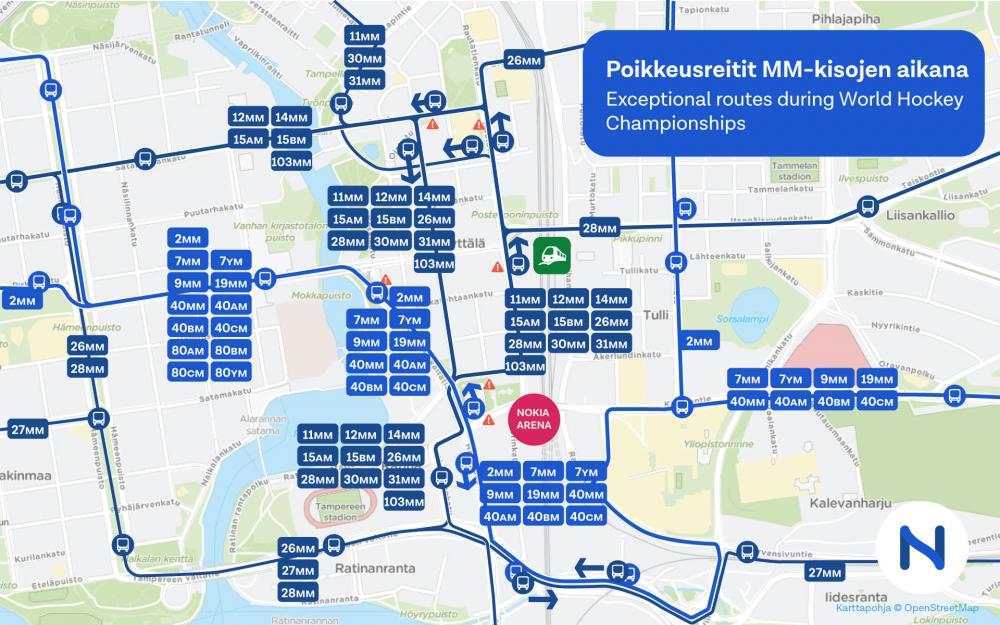 Special bus lines during World Hockey Championships - Nysse, Tampere  regional transport