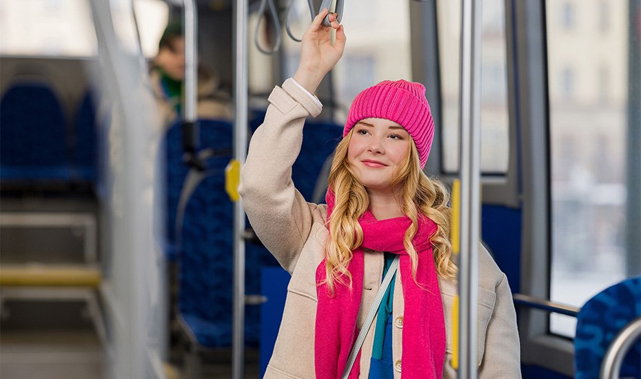 Passenger on board the bus.